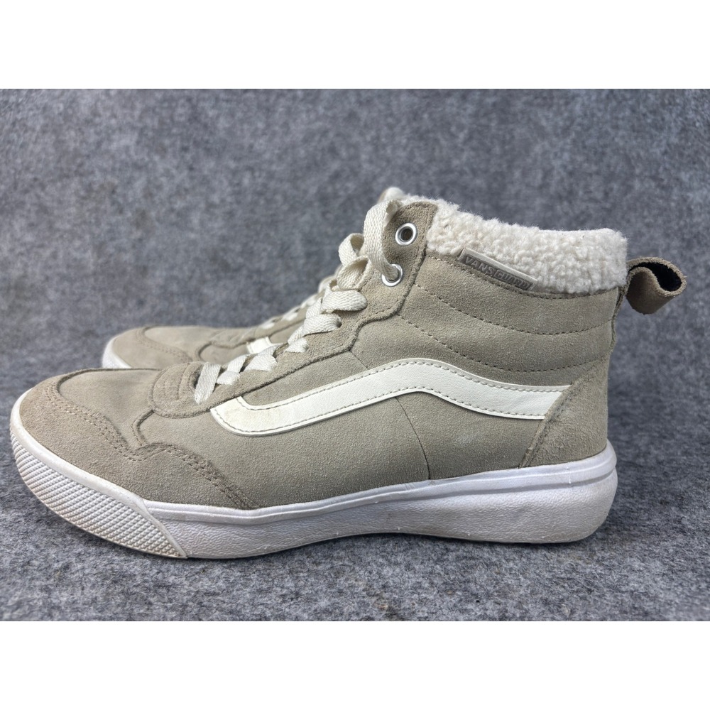 Vans Ward Hi MTE Women 8.5 Tan Khaki Suede Faux Shearling Lined Sneakers